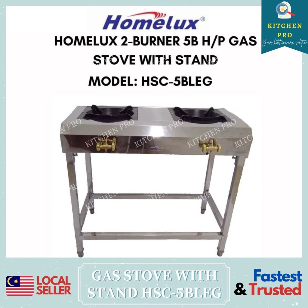 𝐊𝐈𝐓𝐂𝐇𝐄𝐍 𝐏𝐑𝐎 HOMELUX HSC5BLEG 2Burner High Pressure Gas Stove With Stand / Commercial Burner