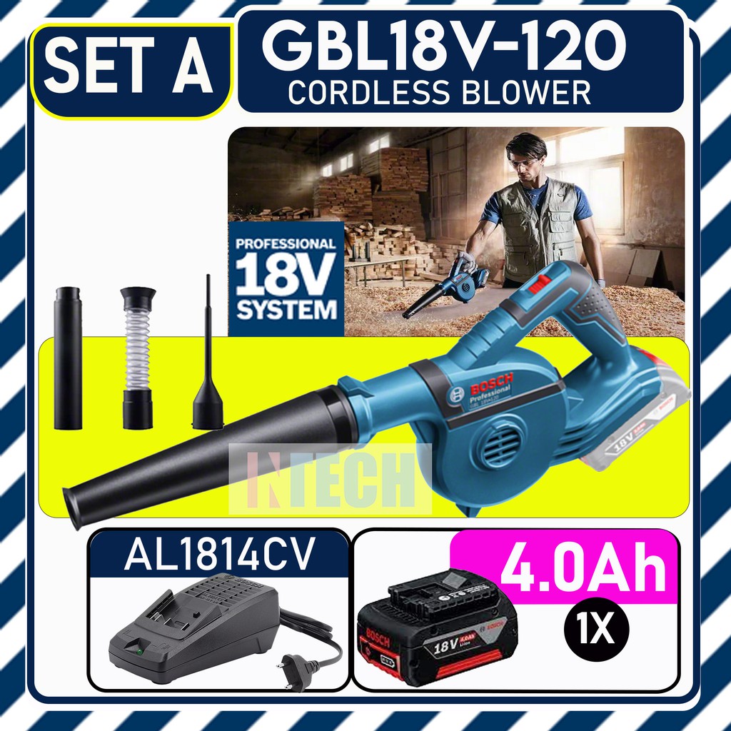 BOSCH GBL18V 120 GBL18V120 Cordless Battery Blower C W AL1814CV CHARGER 18V 4.0Ah BATTERY Shopee Malaysia
