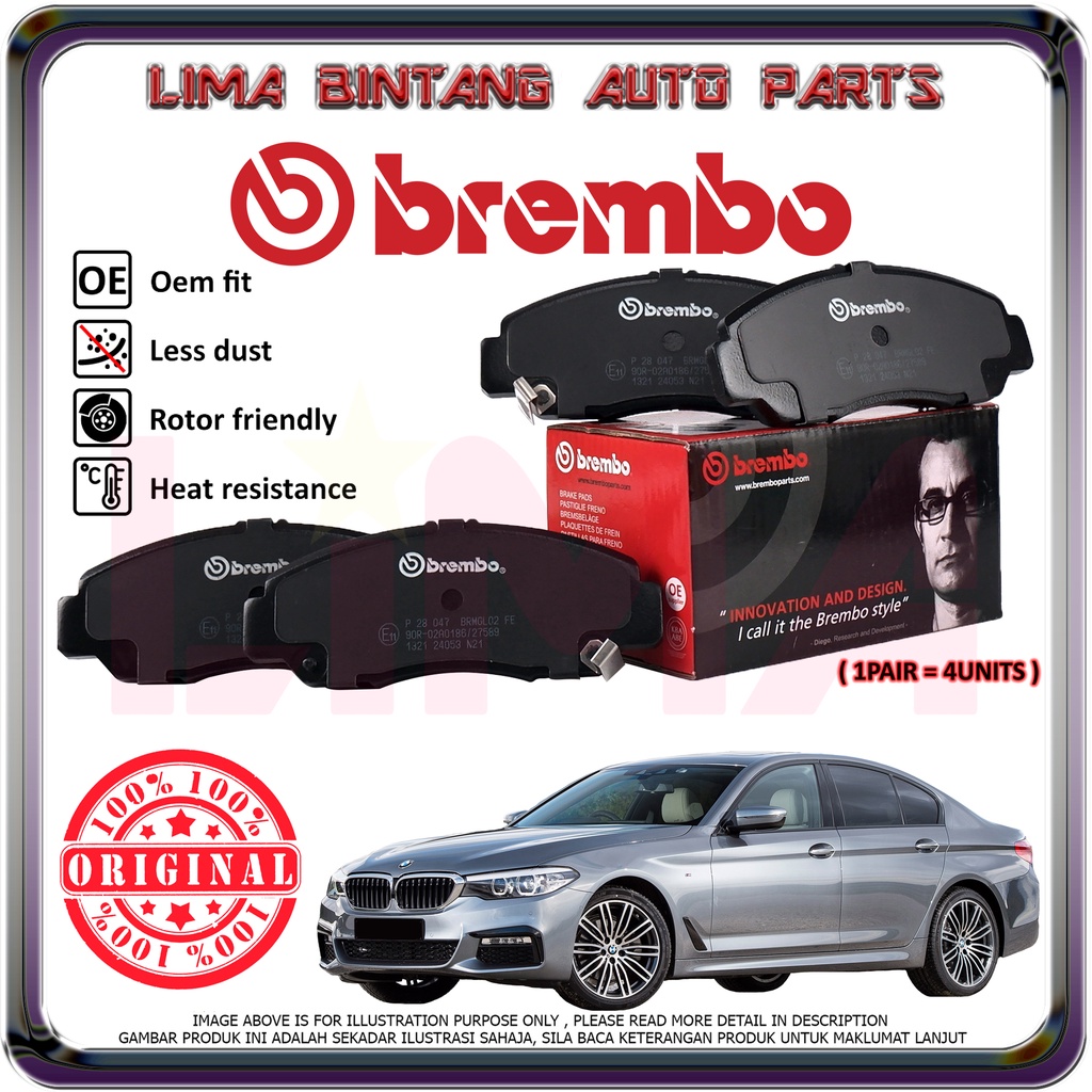 Bmw 5 Series G30 530i Front / Rear Brake Pads , Disc Brake Pad Brembo