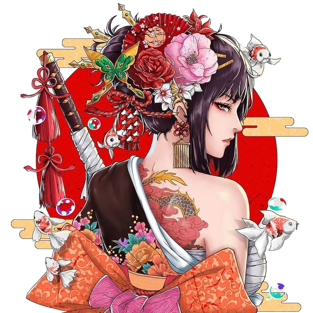 13cm x 12.6cm Samurai Warriorand Geisha Car Stickers Graphics ...