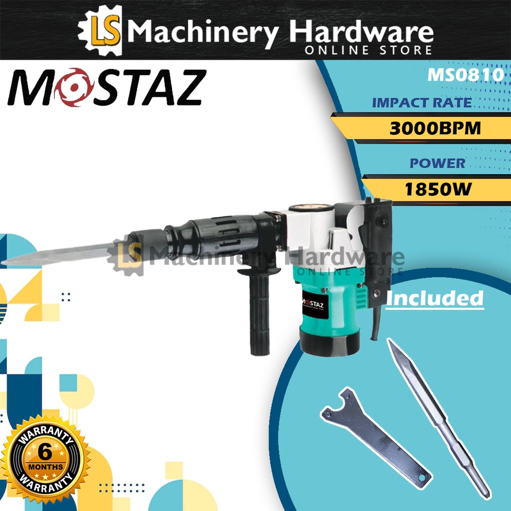 MOSTAZ 1850W Demolition Hammer/Concrete Breaker MS0810 - Free 1pc ...