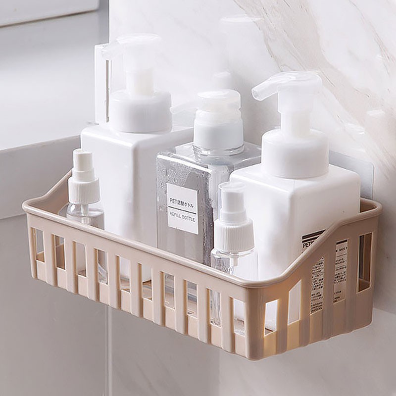 Shelf Adhesive Bathroom Storage Rack Corner Holder Shower Gel Shampoo ...