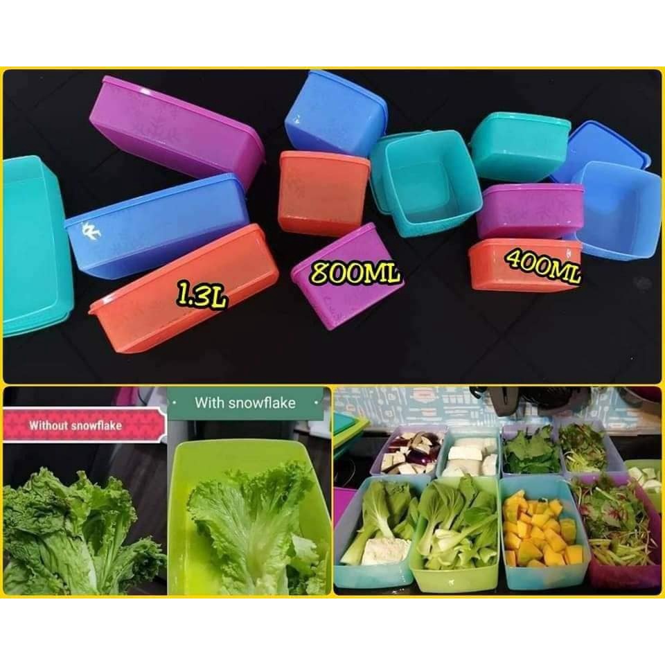 Tupperware Snowflake Square Round Set 400ml OR 800ml OR 1.3L OR Spare ...