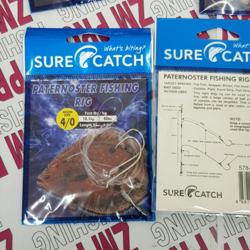 5 PACK Perambut 2 mata SureCatch Paternoster Fishing Rig with double hook
