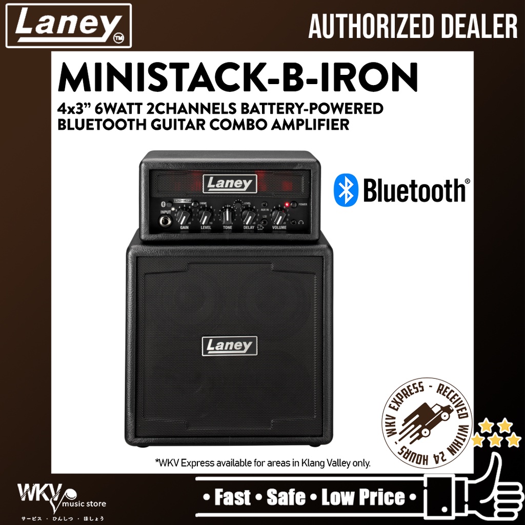 Laney Ministack-B-Iron 4x3" 6Watt Bluetooth Battery Powered Guitar ...