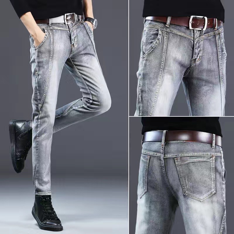 🔥🔥 Men's Pants Denim Jeans Men's Korean Style Slim Stretch pants Lee ...
