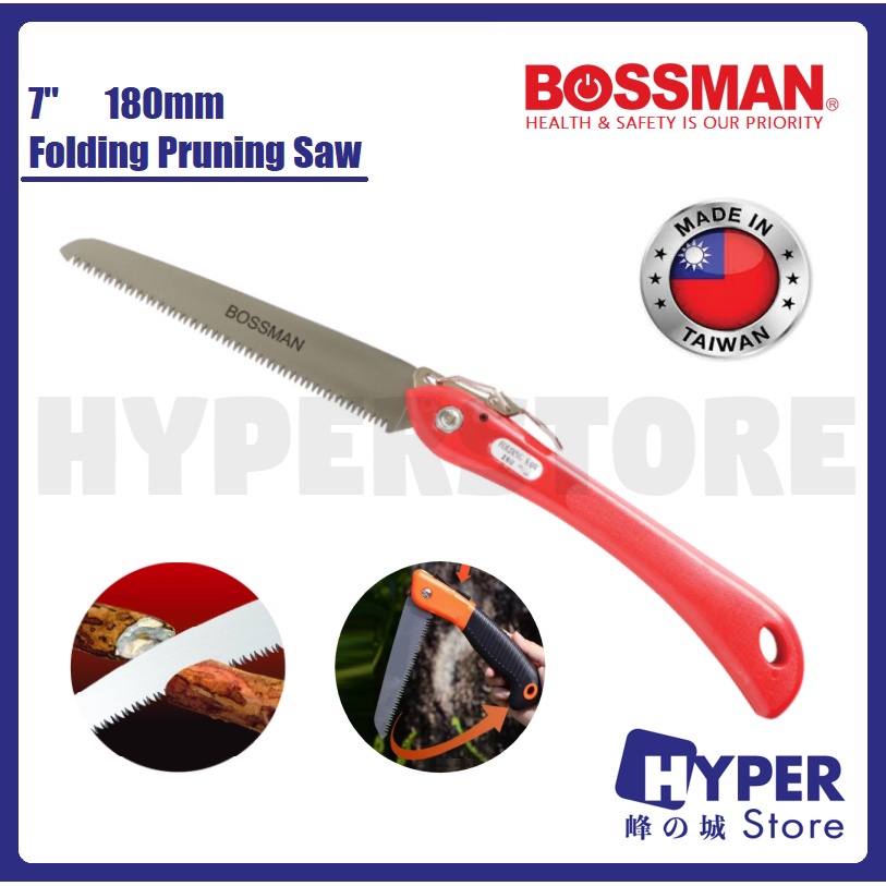 BOSSMAN 7'' 180mm Folding Pruning Saw / Branch Cutter / Gerjaji Kayu ...