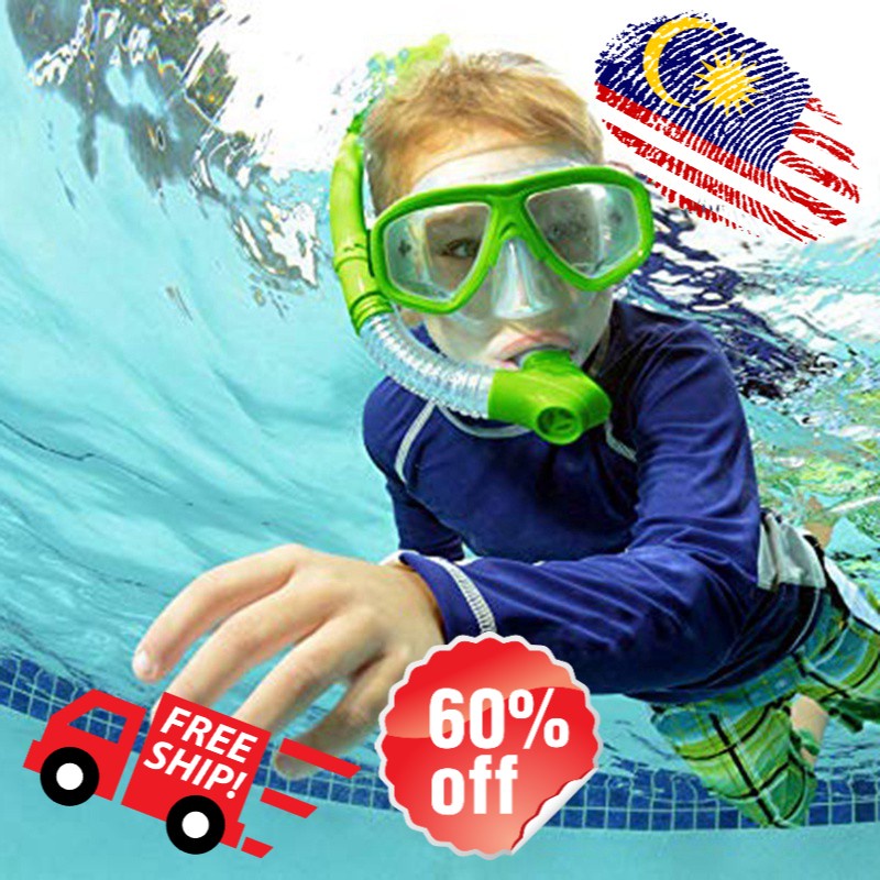 3-8Y Kids Diving Goggle Mask Breathing Tube Shockproof Anti-fog ...