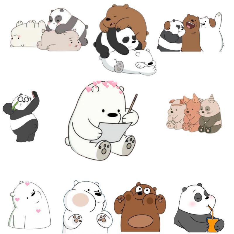 Three Bears diy aesthetic waterproof stickers laptop/cellphone ...