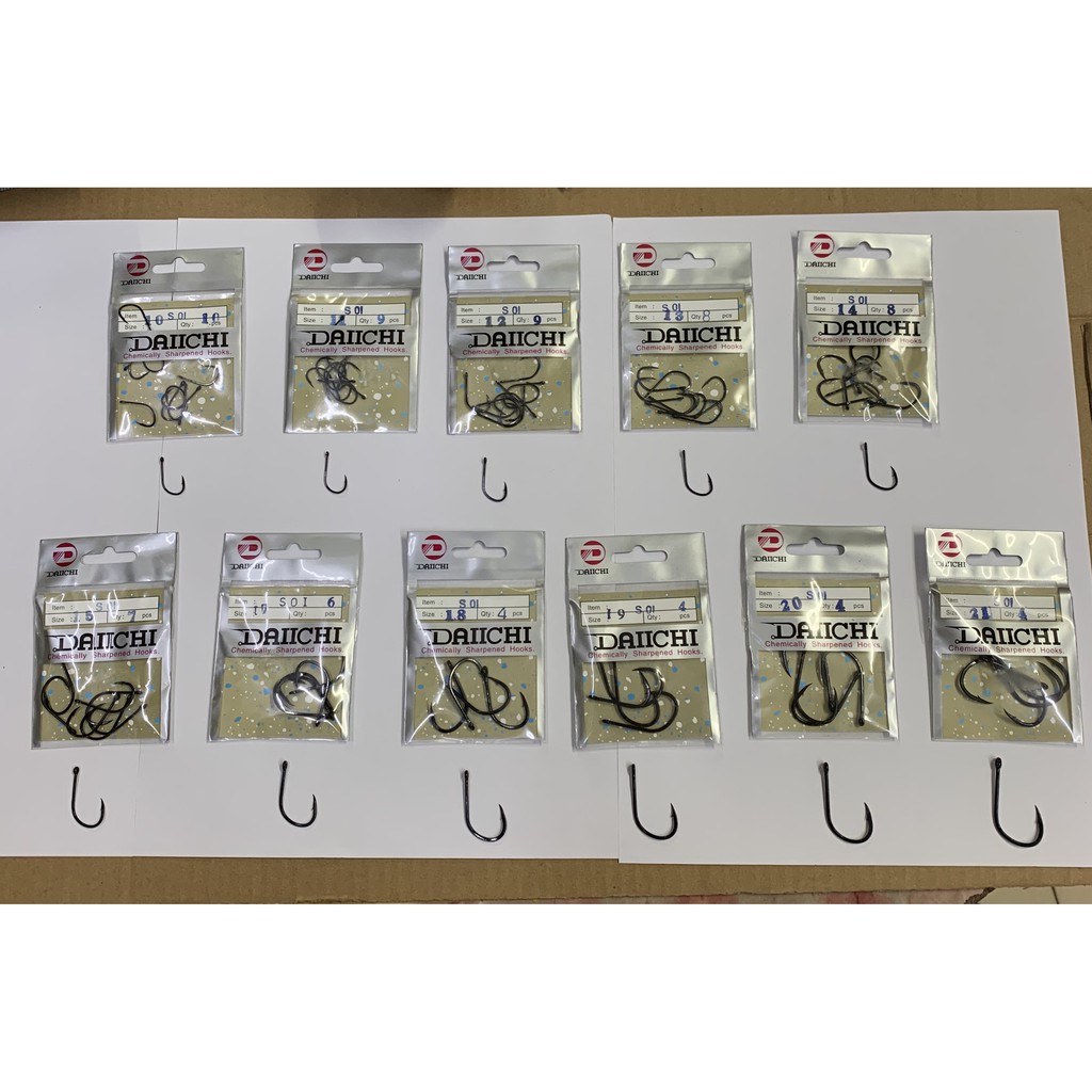 Daiichi SOI Fishing Hooks (Size 10,11,12,13,14,1517,18,19,20,21 )