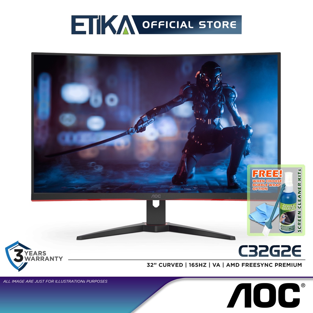 AOC C32G2E 32" VA FHD 165Hz FreeSync Premium Curved Gaming Monitor