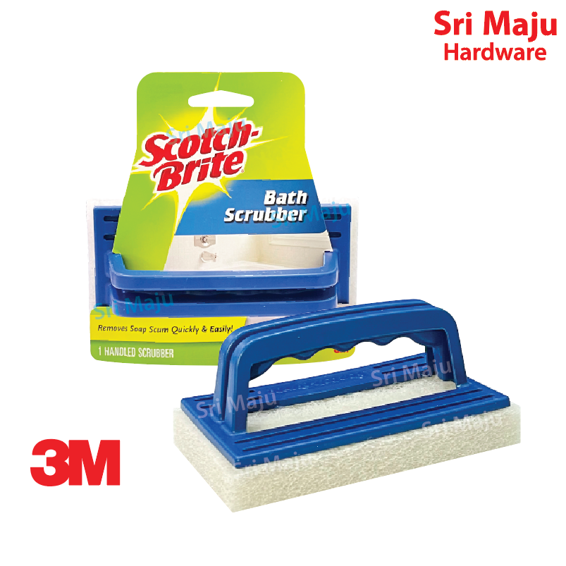 MAJU 3M Scotch Brite 7723 Bath Scrubber Scrub Pad with Handle Ceramic