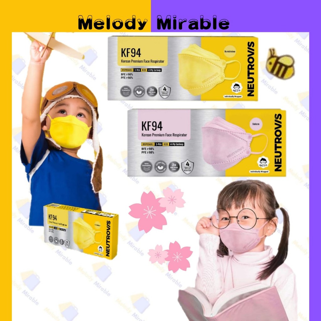 Neutrovis Premium Medical Face 4ply Respirator KF94 Kid / Disposable Mask / KF94 Kid Mask / 20's