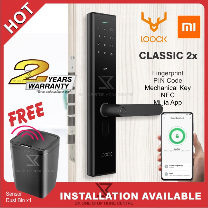 Xiaomi Mijia Mi LOOCK Classic 2x (Black) Fingerprint Biometric Smart ...