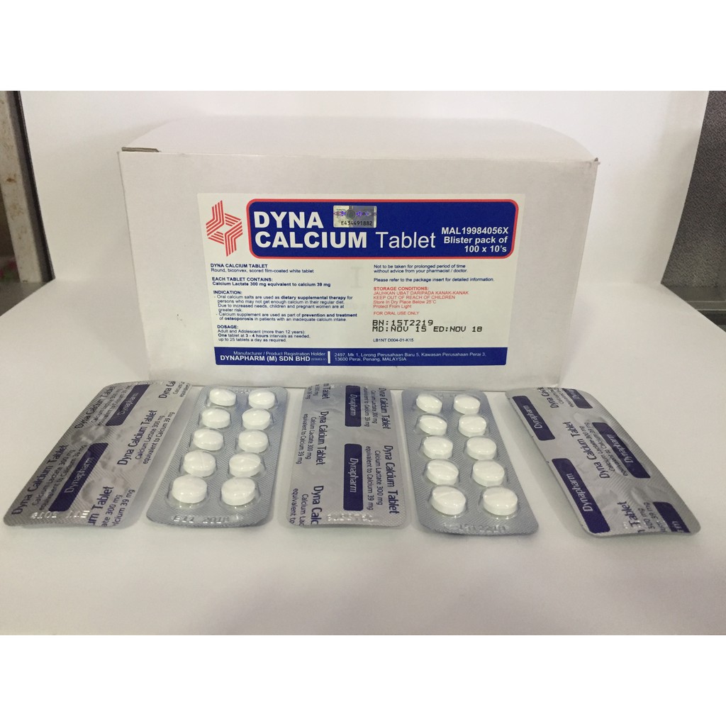 Dyna Calcium Lactate 300mg Tablets 10's/piece Exp 11.18 Shopee Malaysia