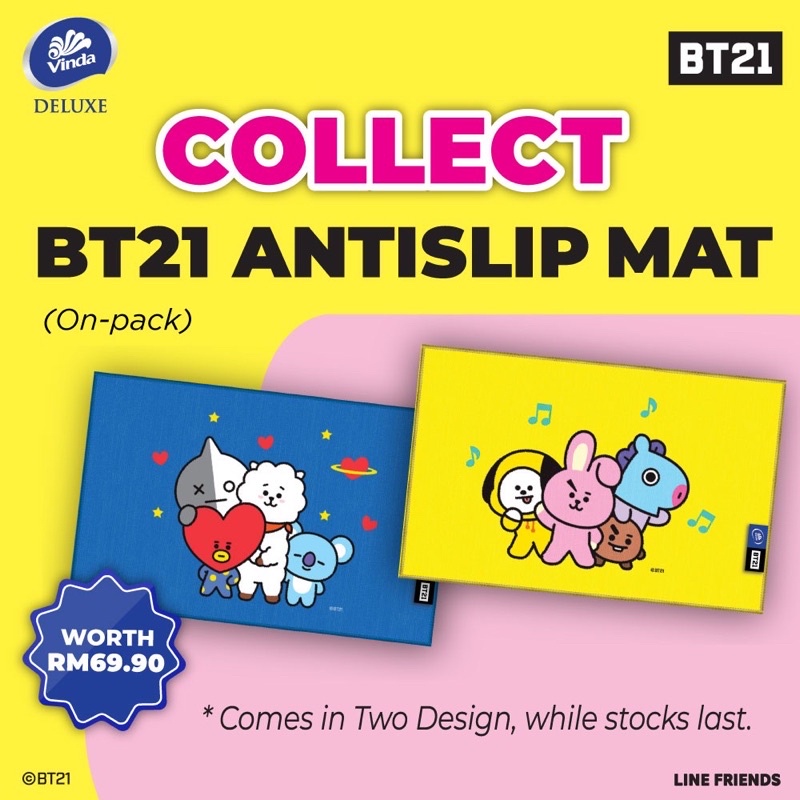 BTS BT21 Anti Slip Mat | Yellow Blue Vinda Limited Edition | Shopee ...