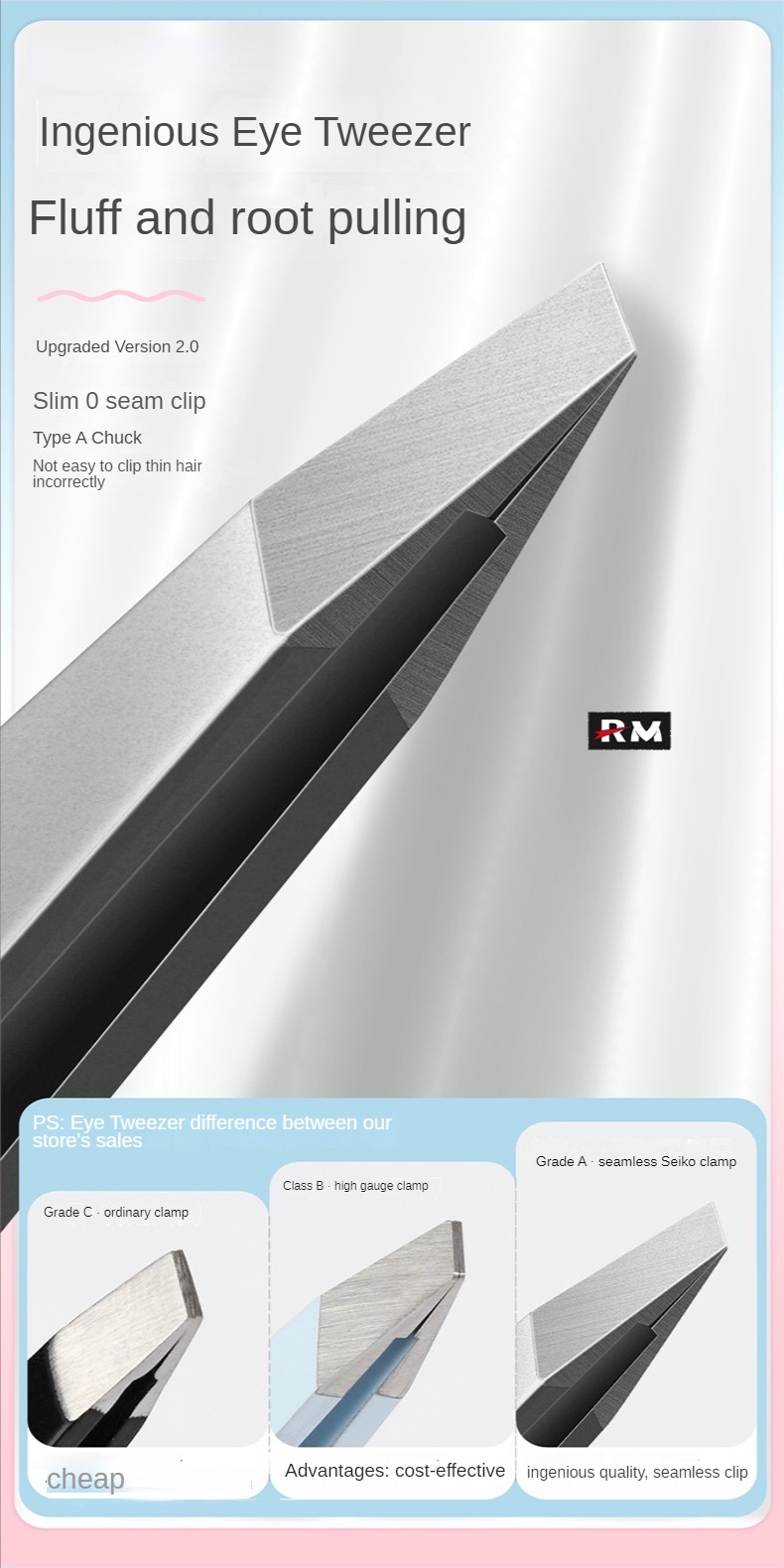 [Precision Seamless Eyebrow Clip] Trimmer Hair Plucking Pliers Eyelash