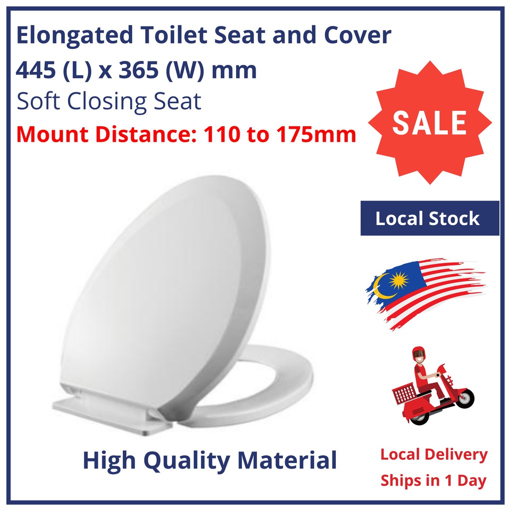 V Shape White Durable Elongated Soft Closing Toilet Seat Cover 440 to