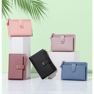 Folding Simple Design Small Card Holder Mini Coin Purses Ladies Clutch Bag  Women Short Wallet Zipper Handbag PINK