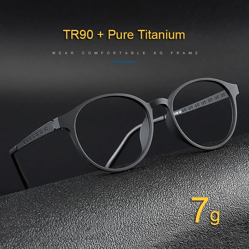 Tr90 Pure Titanium Glasses Men Women Comfortable Round Frame Retro