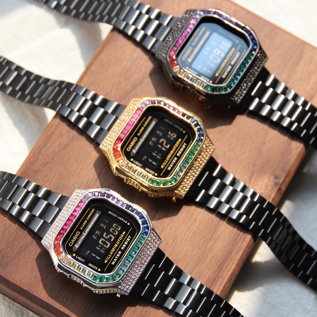 [Shinecollectionhk] Rainbow Diamond Design Case A168WEGB-1B Casio Watch ...