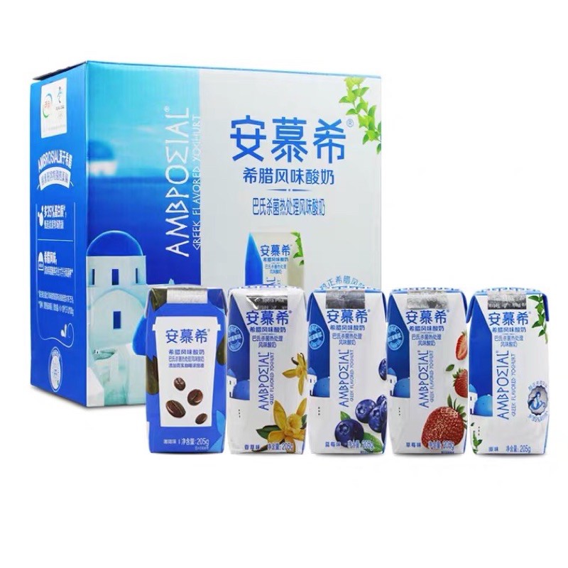 安慕希 希腊风味 酸奶 一提 Anmuxi Ambosial Greek Yogurt Flavored Yoghurt Halal