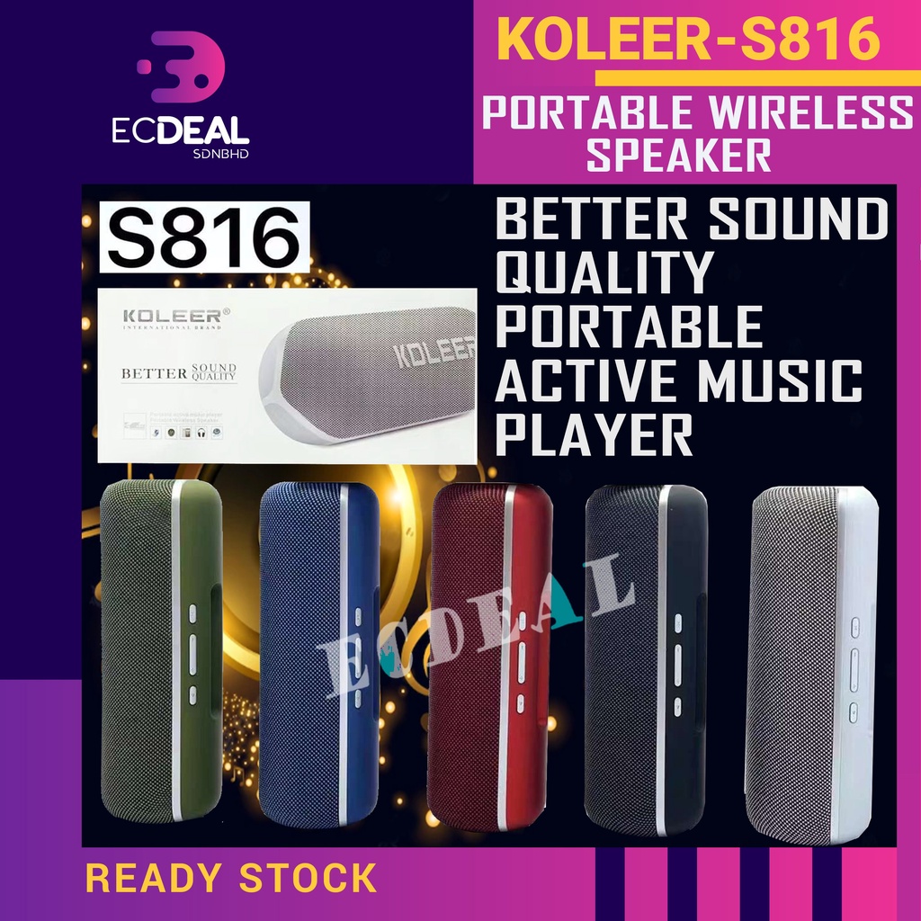 (READY STOCK) KOLEER S816 Latest Portable BT3.0 Speaker Mini Wireless ...
