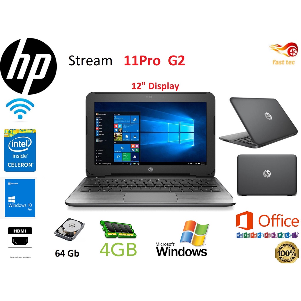 Hp Stream 11 Pro Laptop Celeron N3050 4gb Ram 64 Gb Ssd A Grade Shopee Malaysia 7183