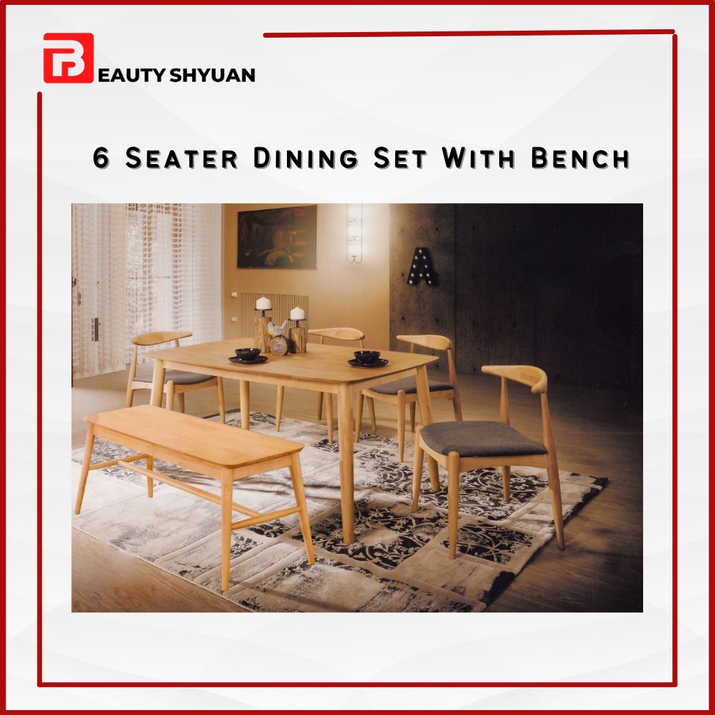 BOTATO Solid Wood Wood Dining Set 6 Dining Table Set 6 Seater Dining