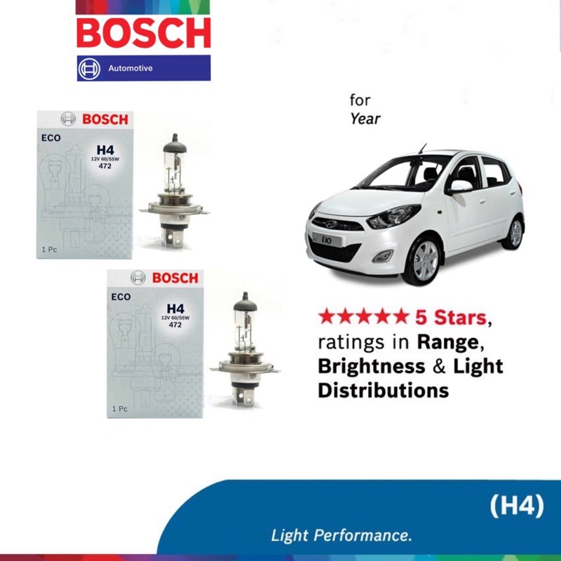 Bosch ECO H4 Headlight Bulb for Hyundai i10 (PA) 1st Gen 2008 - 2017 ...