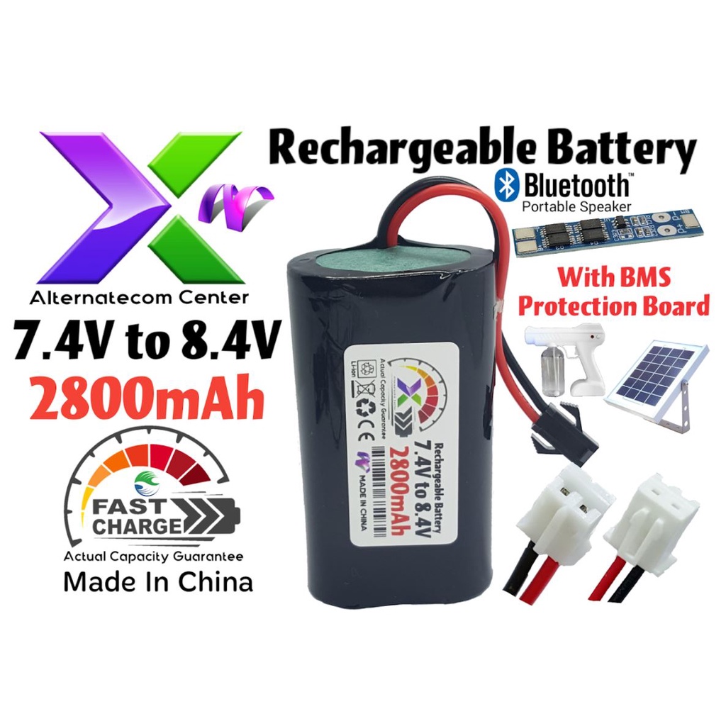 Rechargeable 7.4v 18650 2800mah Lithium Li Ion Battery Radio Solar ...