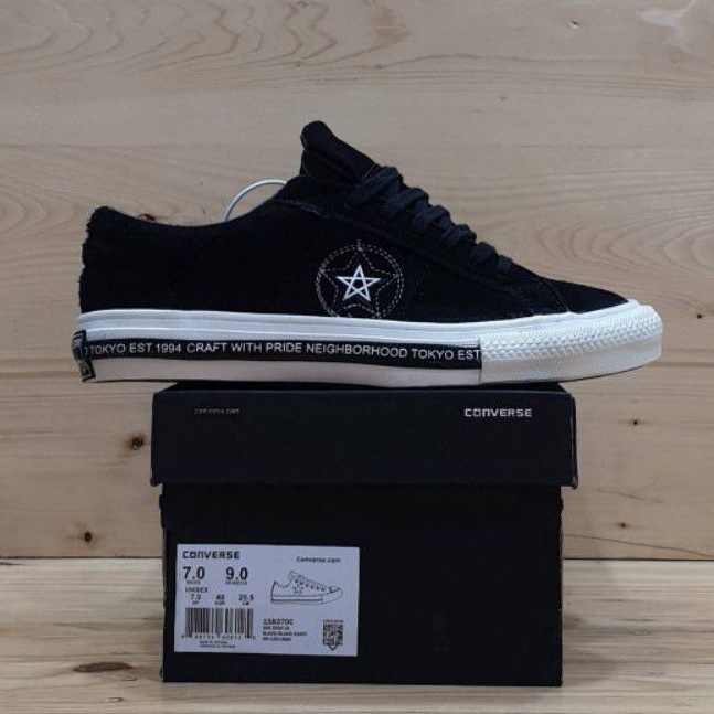 Sneakers Men CONVERSE ALL STAR ONE STAR NEIGHBORHOOD BLACK WHITE SUEDE PREMIUM IMPORT Shopee Malaysia