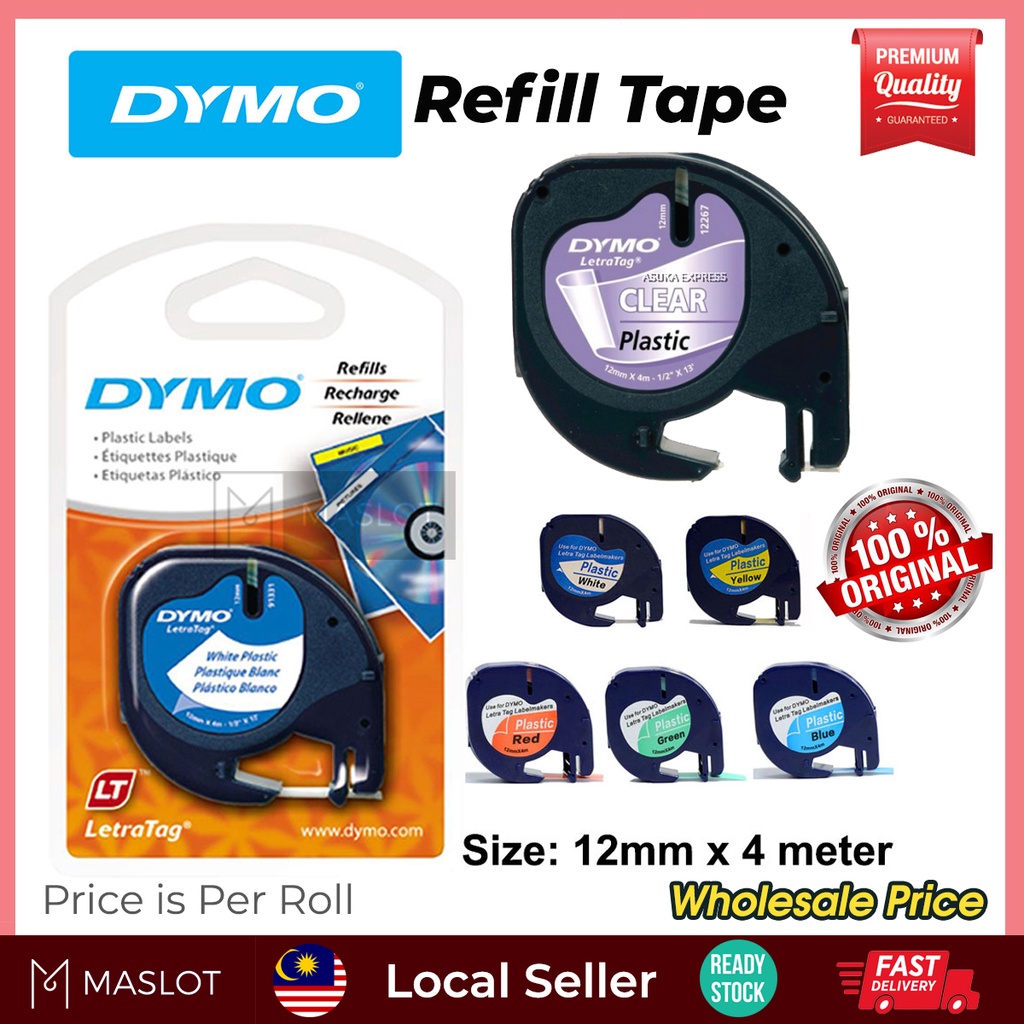 Dymo LetraTag Label Marker Tape Refill 12mm x 4m