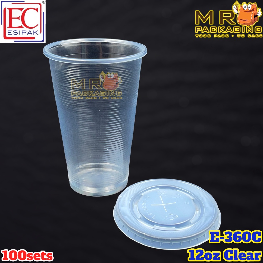 12oz Pp Cup With Flat Lid Clear Printed 100sets Ec E360c 360ml Disposable Plastic Cup 12 Oz 6435