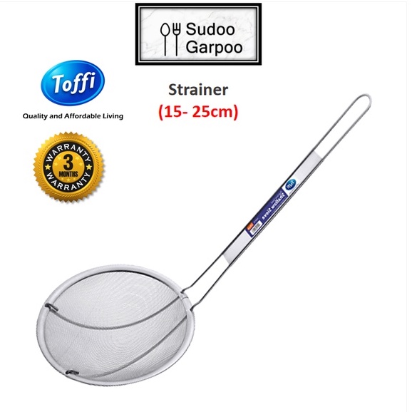 TOFFI~ Shallow Sieve/ Strainer Stainless Steel (15.5cm/ 17cm / 20cm ...