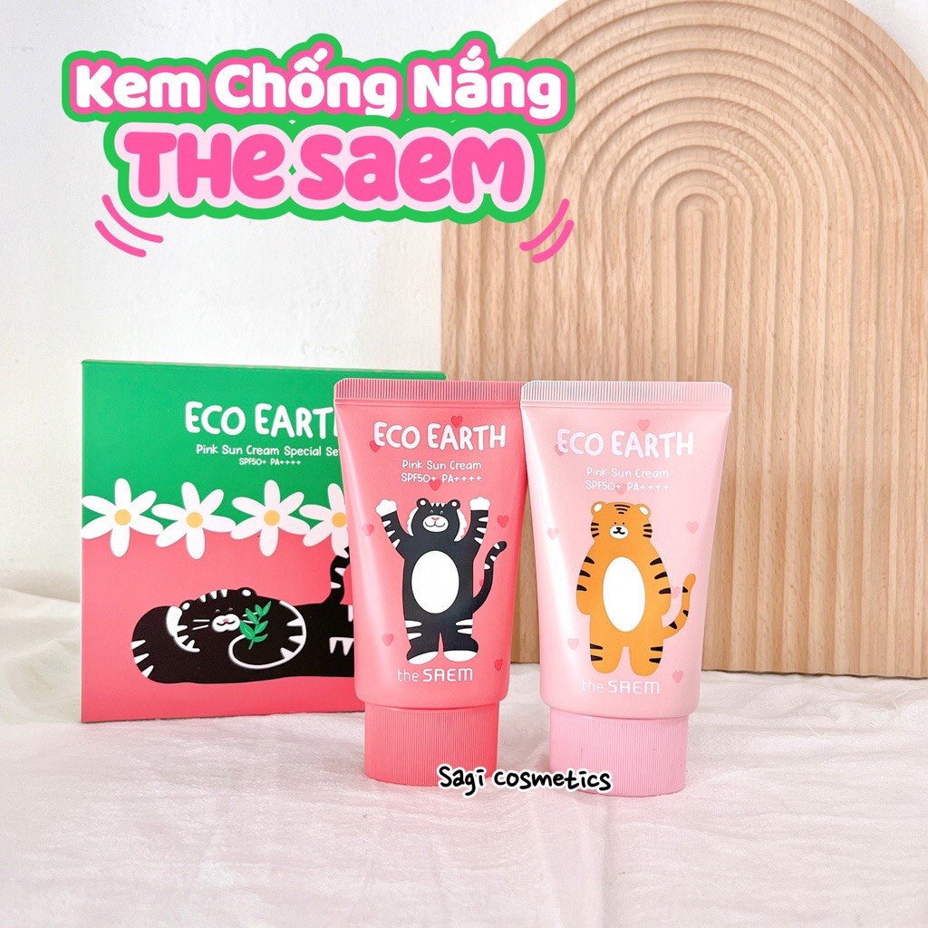 The Saem Eco Earth Pink Sun Cream Special Set SPF50 + PA + + + (New ...