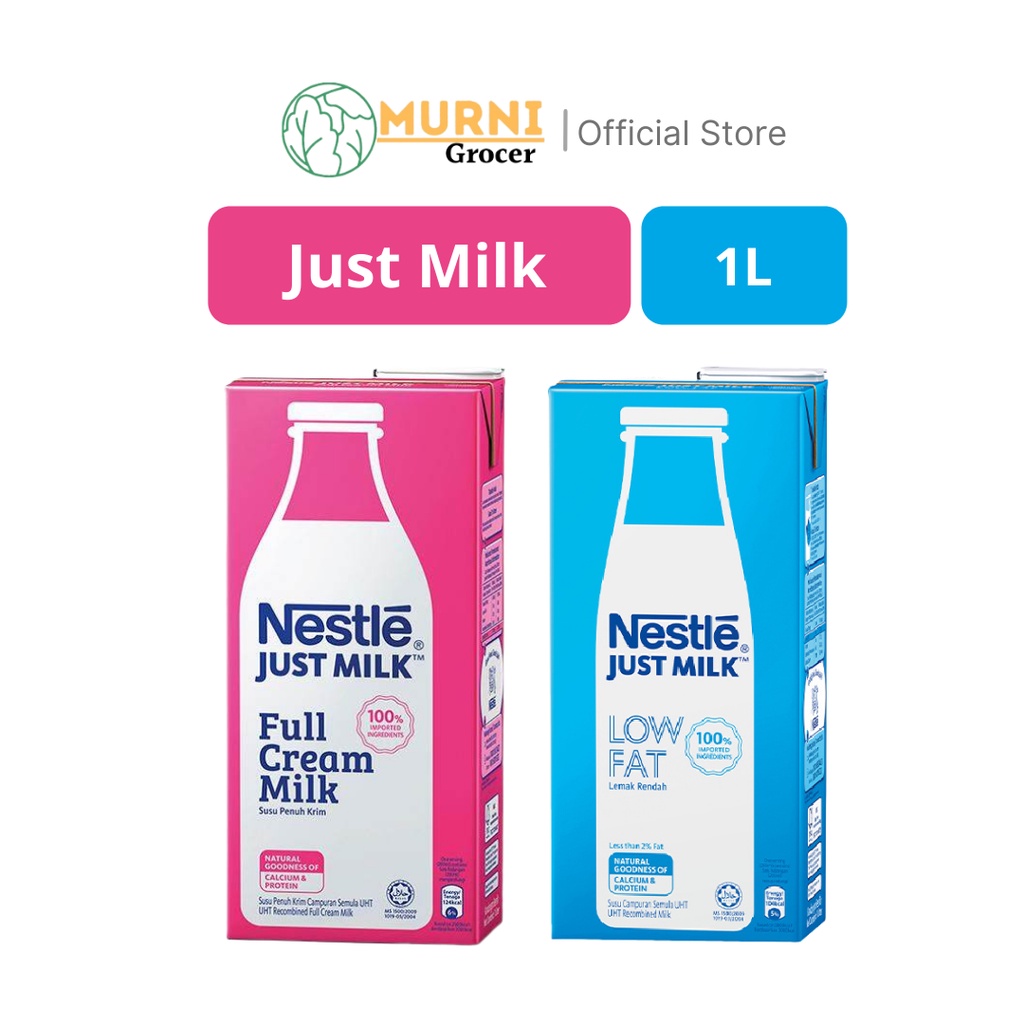 Nestle Just Milk Full Cream & Low Fat (1L) Murni Grocer Shopee Malaysia