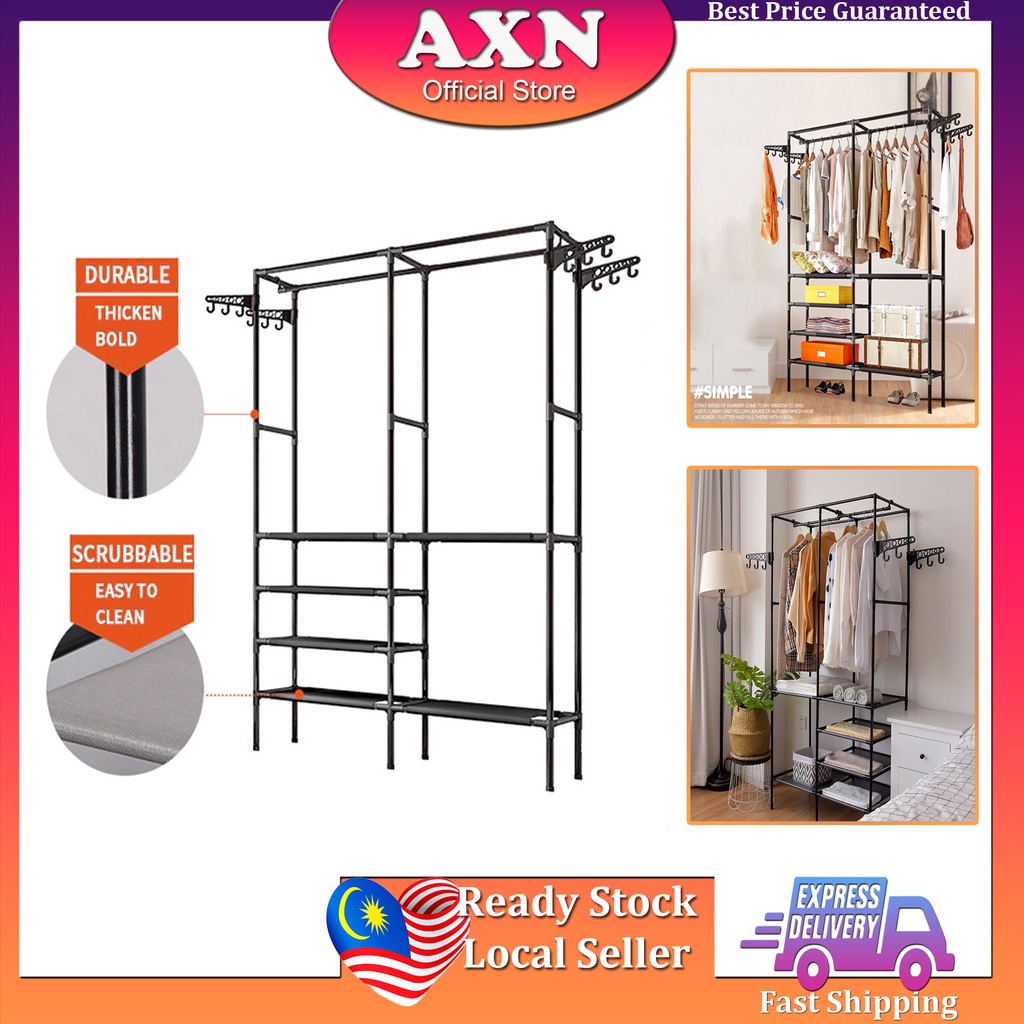 Large Clothes Rack Rak Almari Rack Wardrobe Cabinet Clothes Hanger and ...