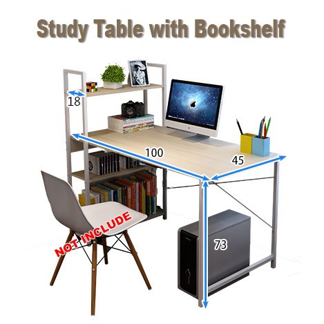 Study Table with Bookshelf/ Meja Belajar + Rack Buku | Shopee Malaysia