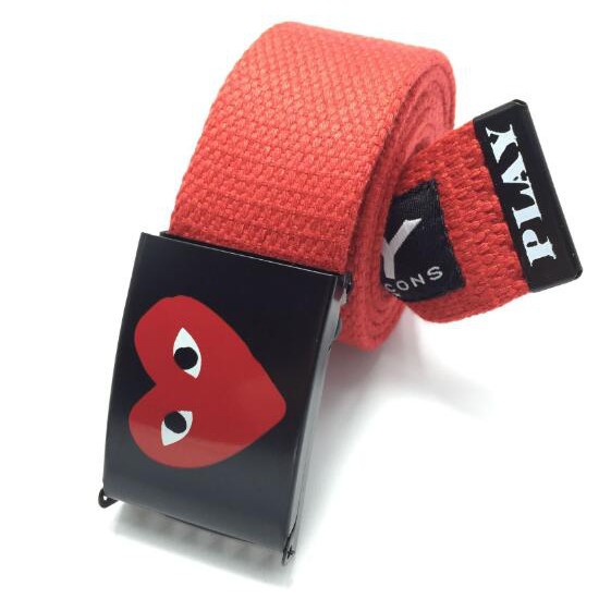 PLAY CDG Red heart canvas belt Women s belt Men s belt boy girl