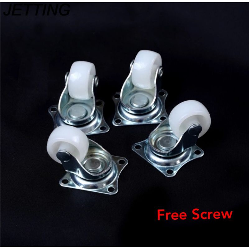 4pcs 1 inch Universal Swivel Casters Furniture Wheel Castor White PP ...