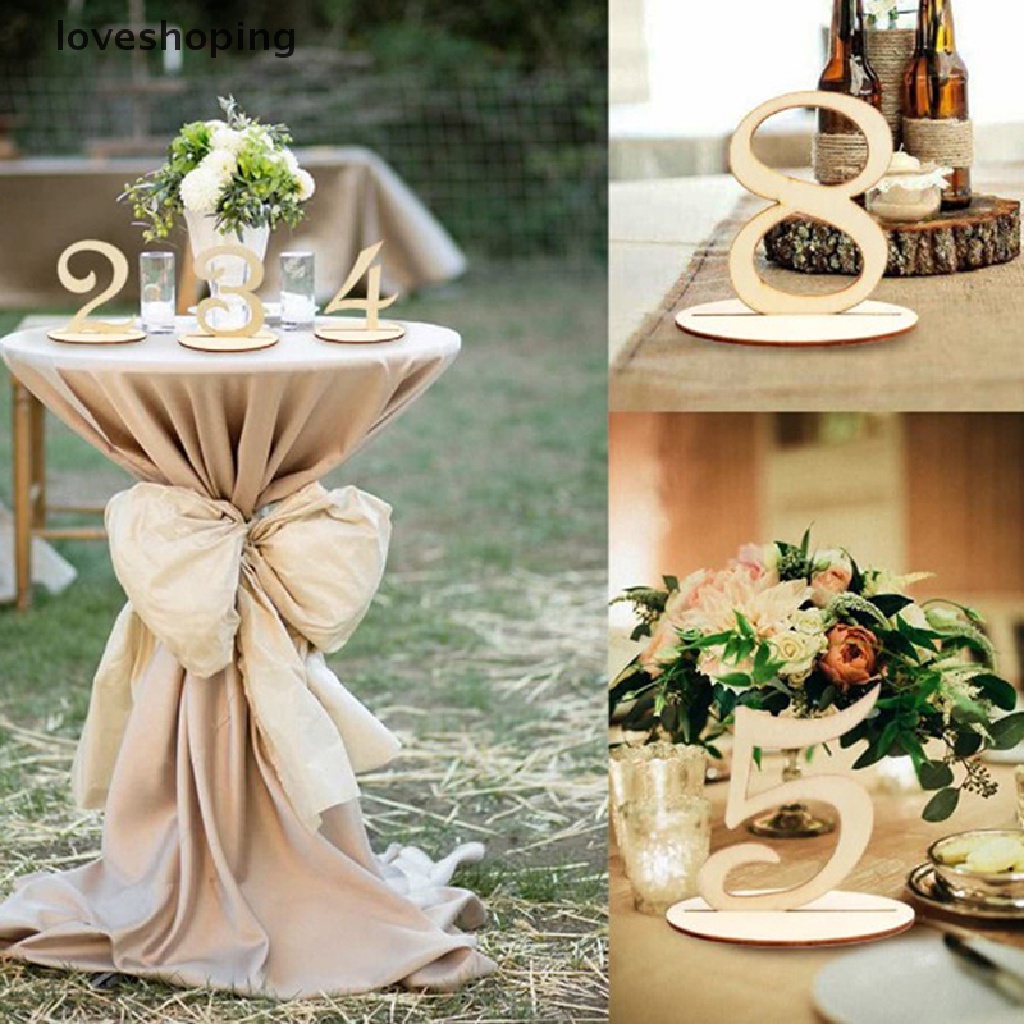 [loveshoping] 10pcs 1-10/11-20 Wooden Table Numbers Set with Base ...