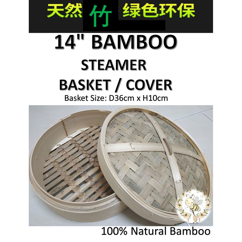 [Cheerfulbee] READY STOCK! 14 inch BAMBOO STEAMER BASKET / COVER Dim ...