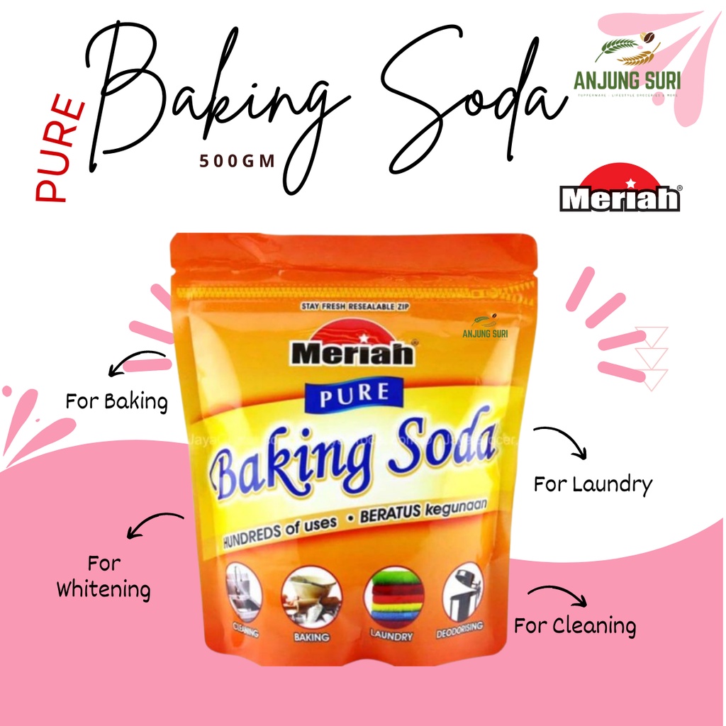 Pure Baking Soda Meriah 500g With Resealable Zip Serbuk Penaik Untuk