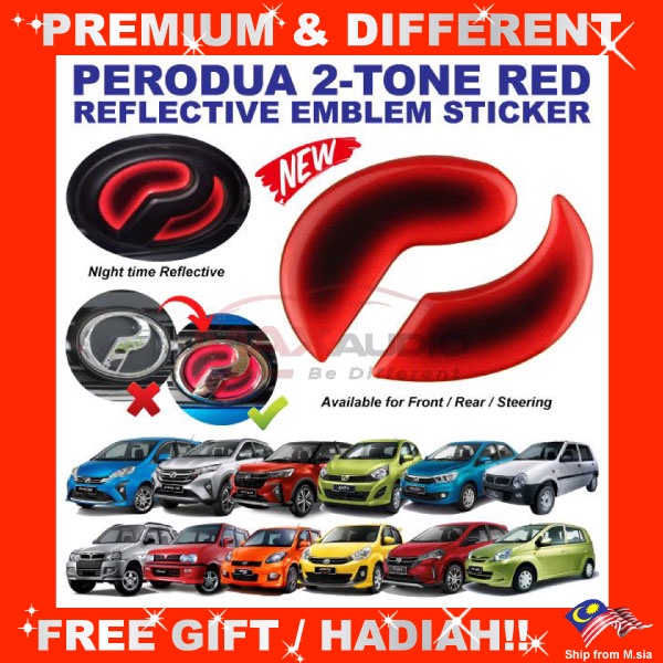 Logo Emblem Sticker PERODUA ALZA AXIA BEZZA MYVI VIVA ARUZ Front Rear ...