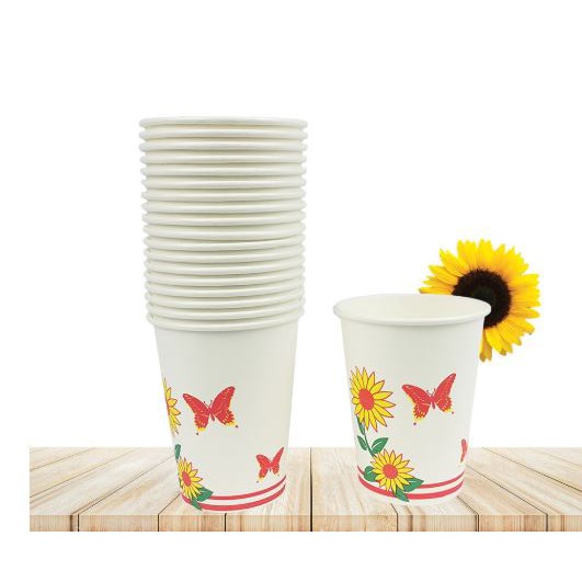【Fast Delivery】20pcs Disposable Sun Flower Paper Cold Cup / white Paper ...