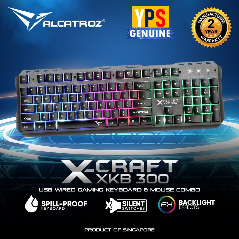 Alcatroz XCraft XKB300 Spill Proof Gaming Keyboard with FX
