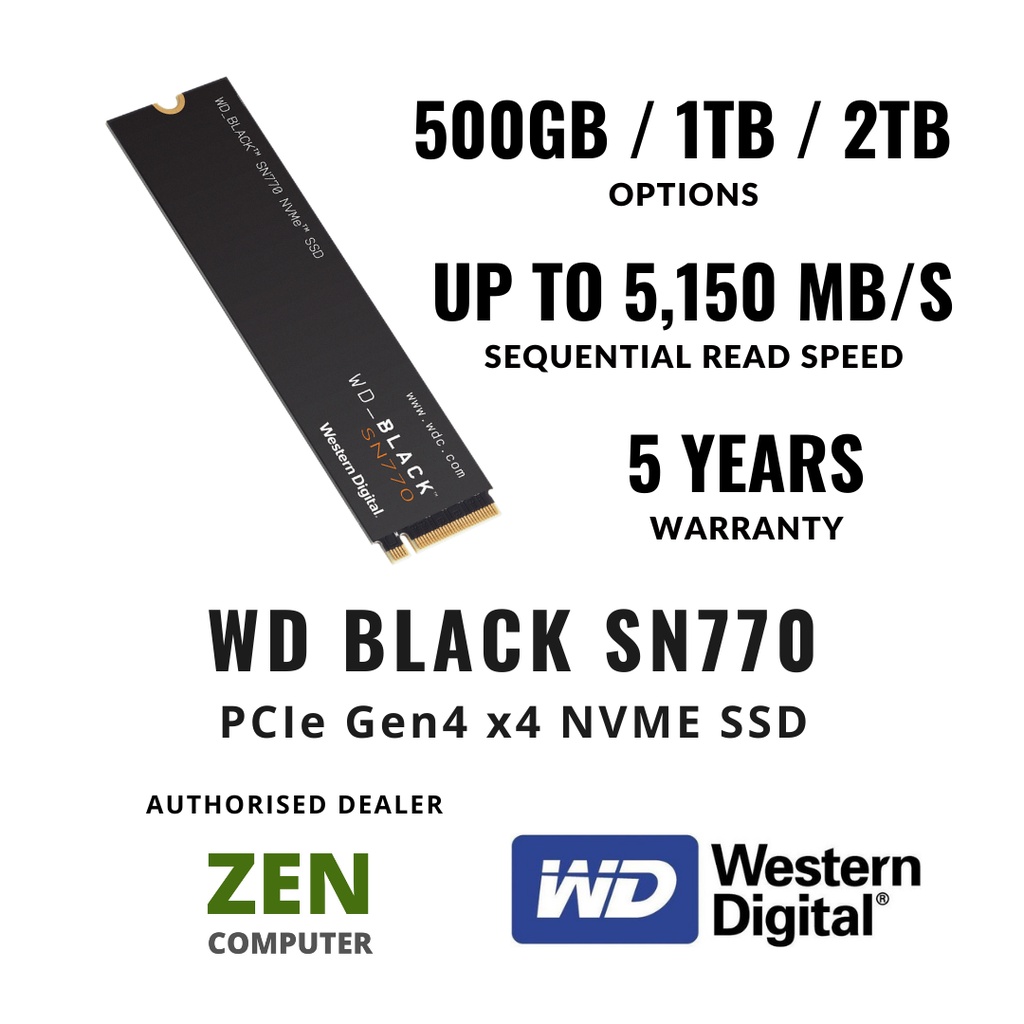 HD SSD 2TB WD BLACK SN770 M.2 NVME GEN4 5150 MB/S