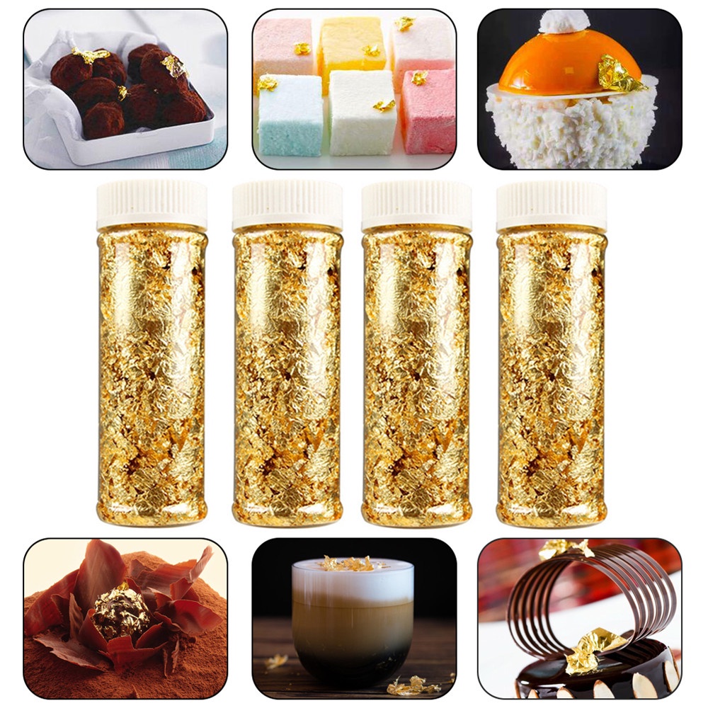 Edible Grade Genuine Gold Leaf Schabin Flakes 4g 24K Gold Decorative ...