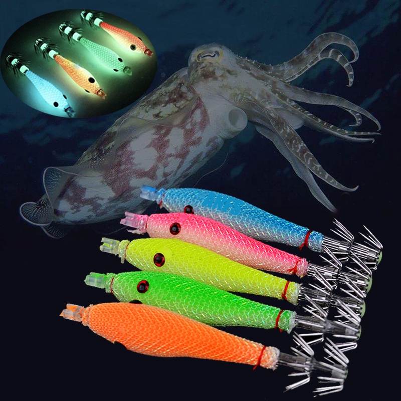 1Pcs Fishing Lures Octopus Squid 10g/80mm Artificial Soft Wood